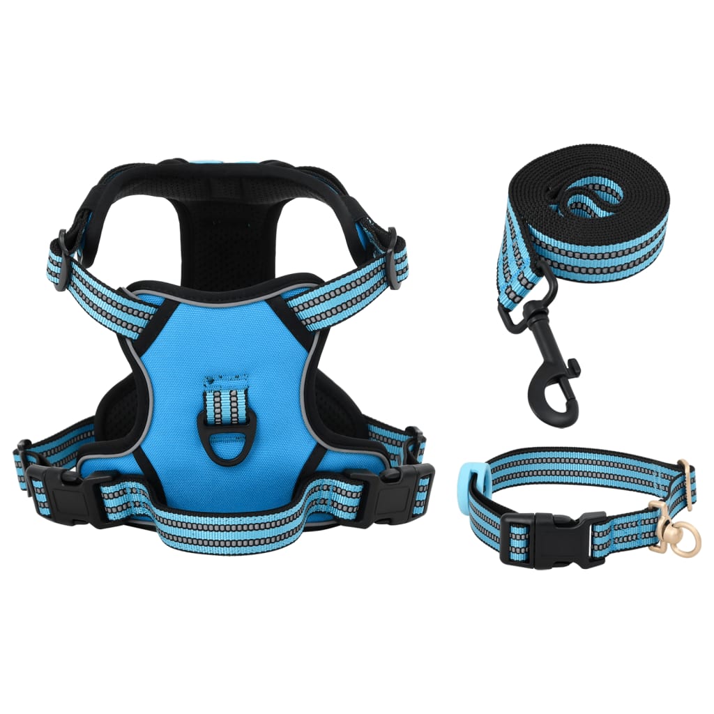 VidaXL Hundegeschirr mit Leine und Halsband verstellbar s blau