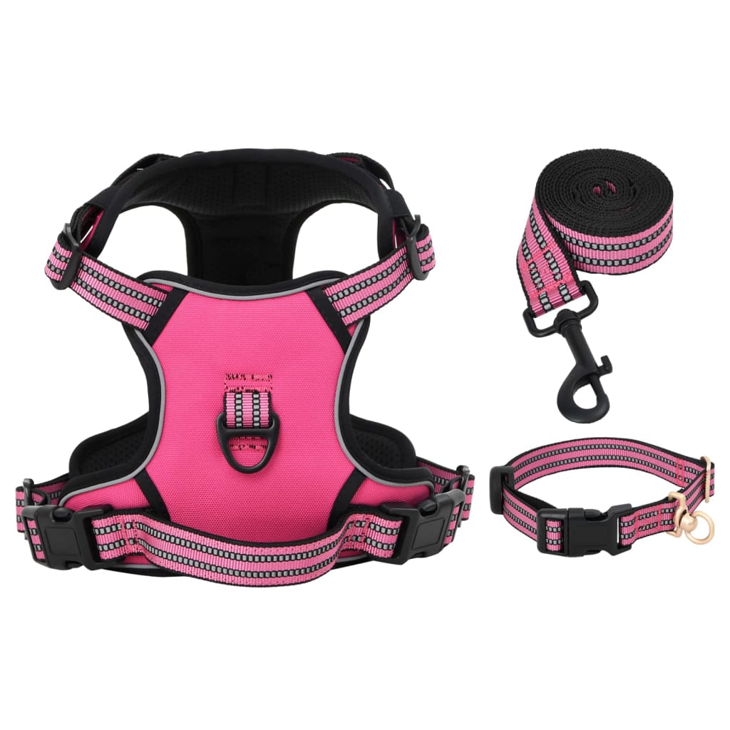 VidaXL Hundegeschirr mit Leine und Halsband verstellbar in Rosa