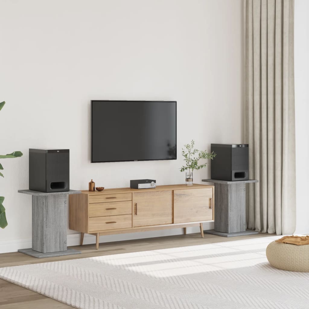 VidaXL Lautsprecherständer 2 Stk. 30x30x60 cm verarbeitetes Holz, graues Sonoma