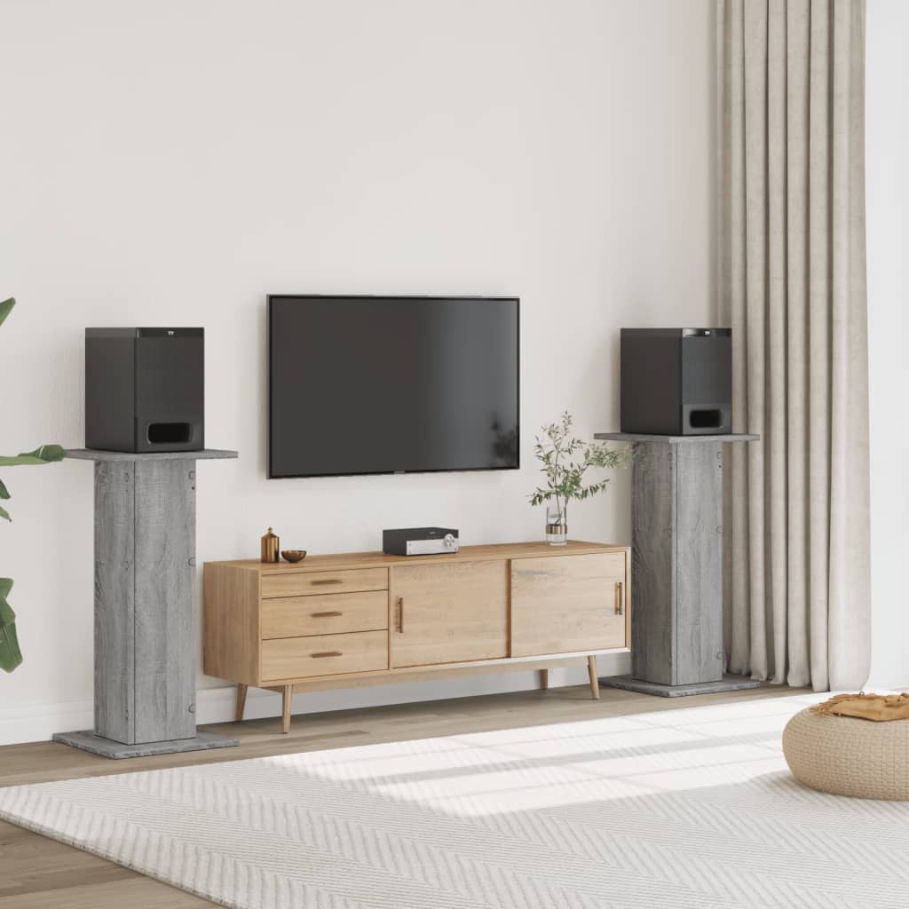 Vidaxl Speaker Stands 2 PC 30x30x95 cm Sonoma grigio in legno trasformato