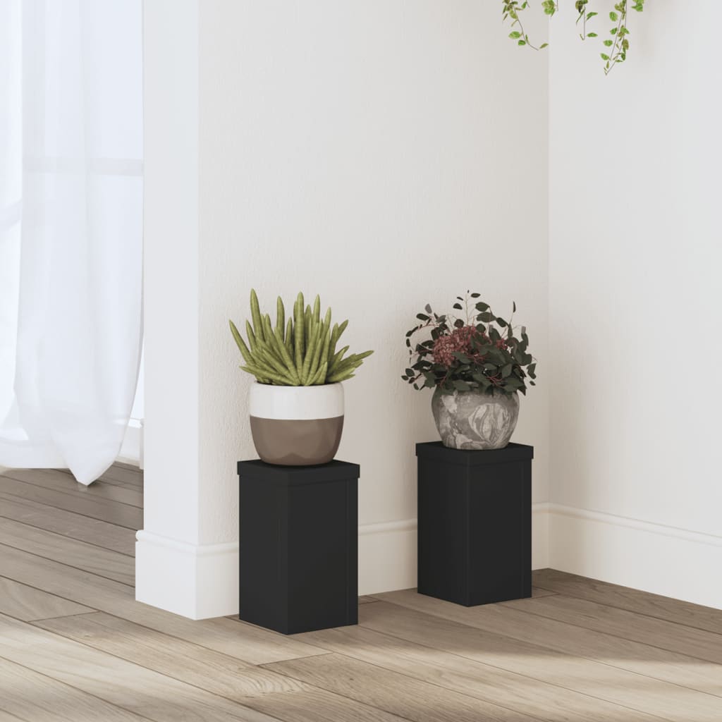 VidaXL Pflanzenständer 2 Stück 10x10x18 cm verarbeitetes Holz schwarz