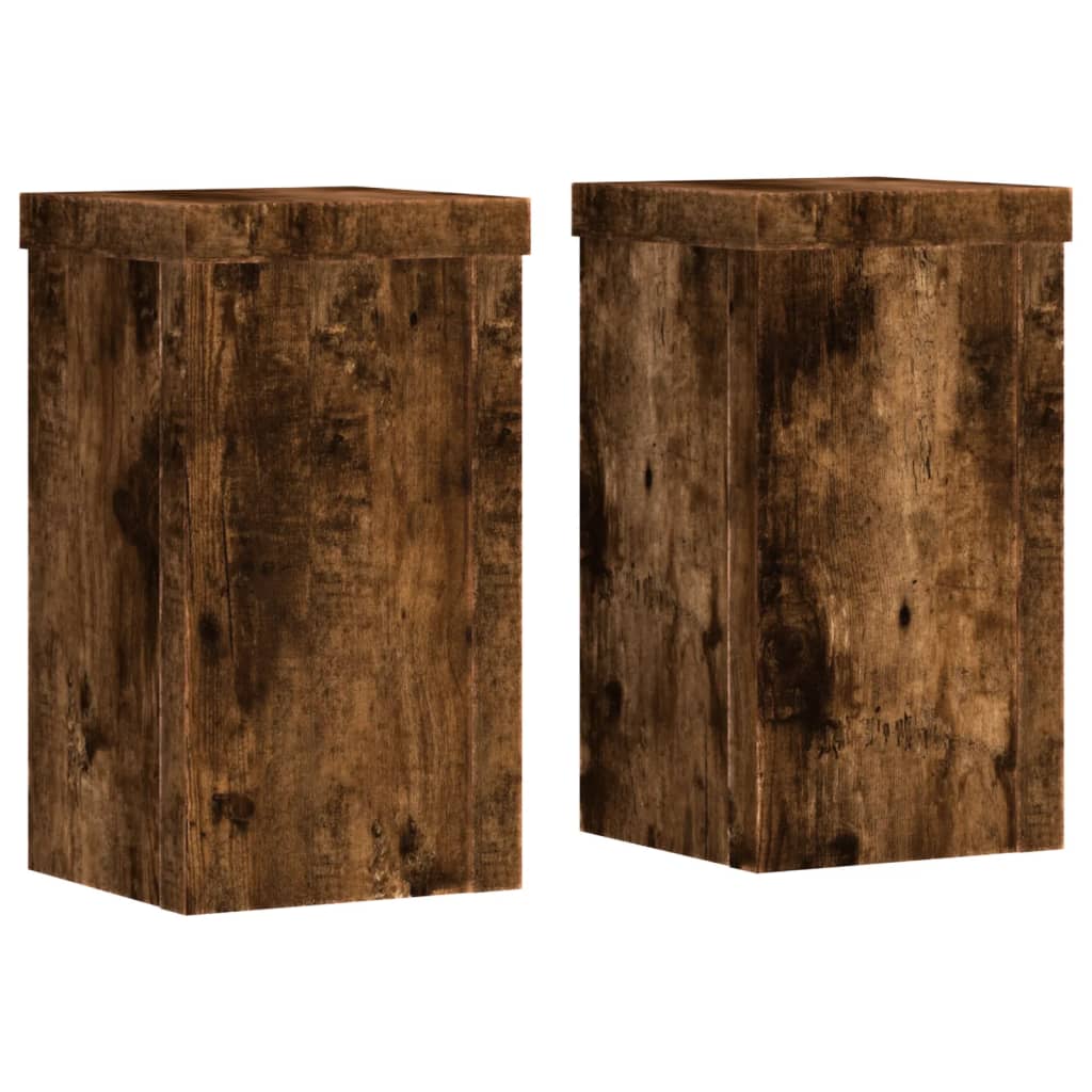 Vidaxx Pflanzenständer 2 Stück 10x10x18 cm verarbeitetes Holz geräucherte Eiche