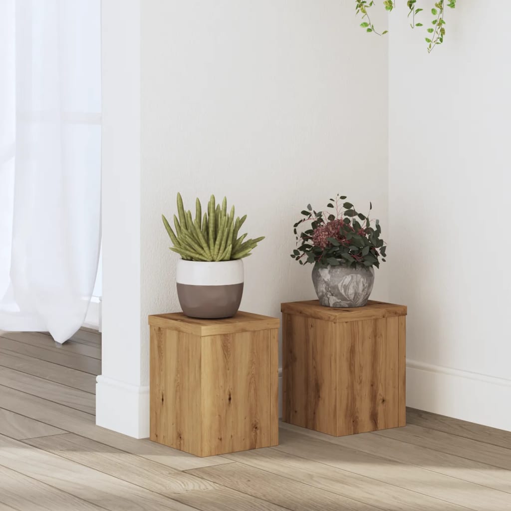 VidaXL Plantenstandaards 2 st 15x15x20 cm hout artisanaal eiken