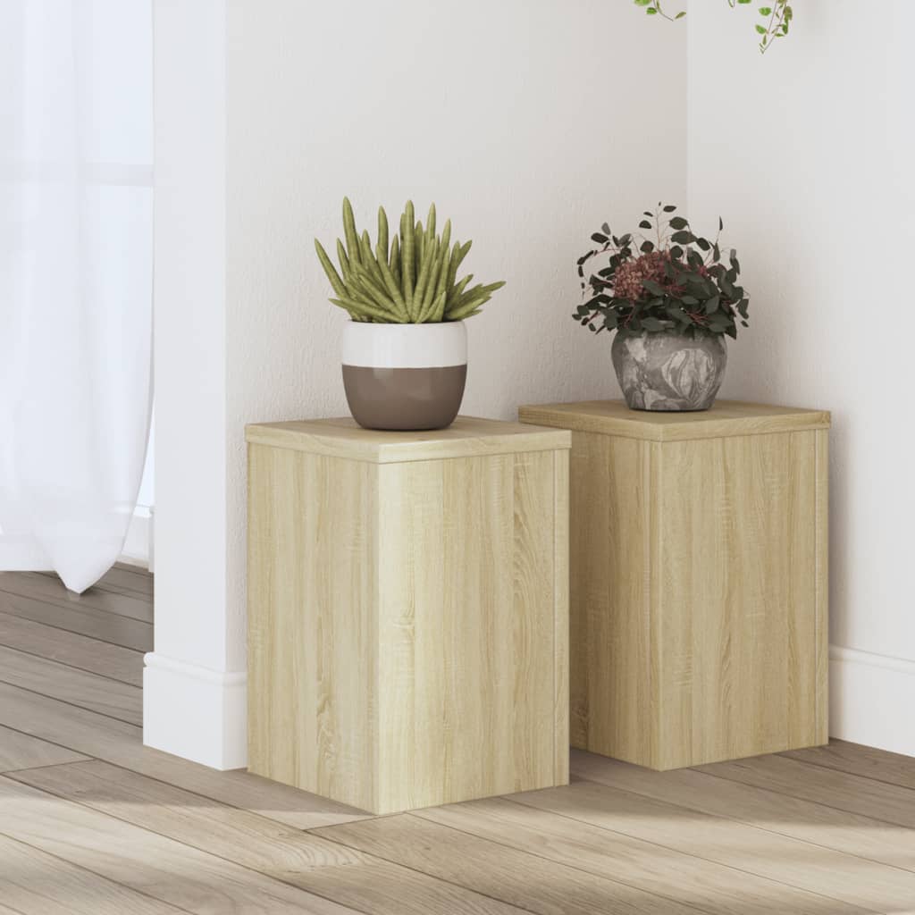 VidaXL Pflanzenständer, 2 Stück, 20 x 20 x 30 cm, Holzwerkstoff, Sonoma-Eiche