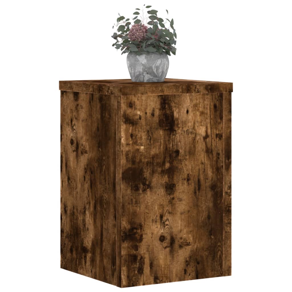 Vidaxl plantenstandaards 2 st 25x25x35 cm bewerkt hout gerookt eiken