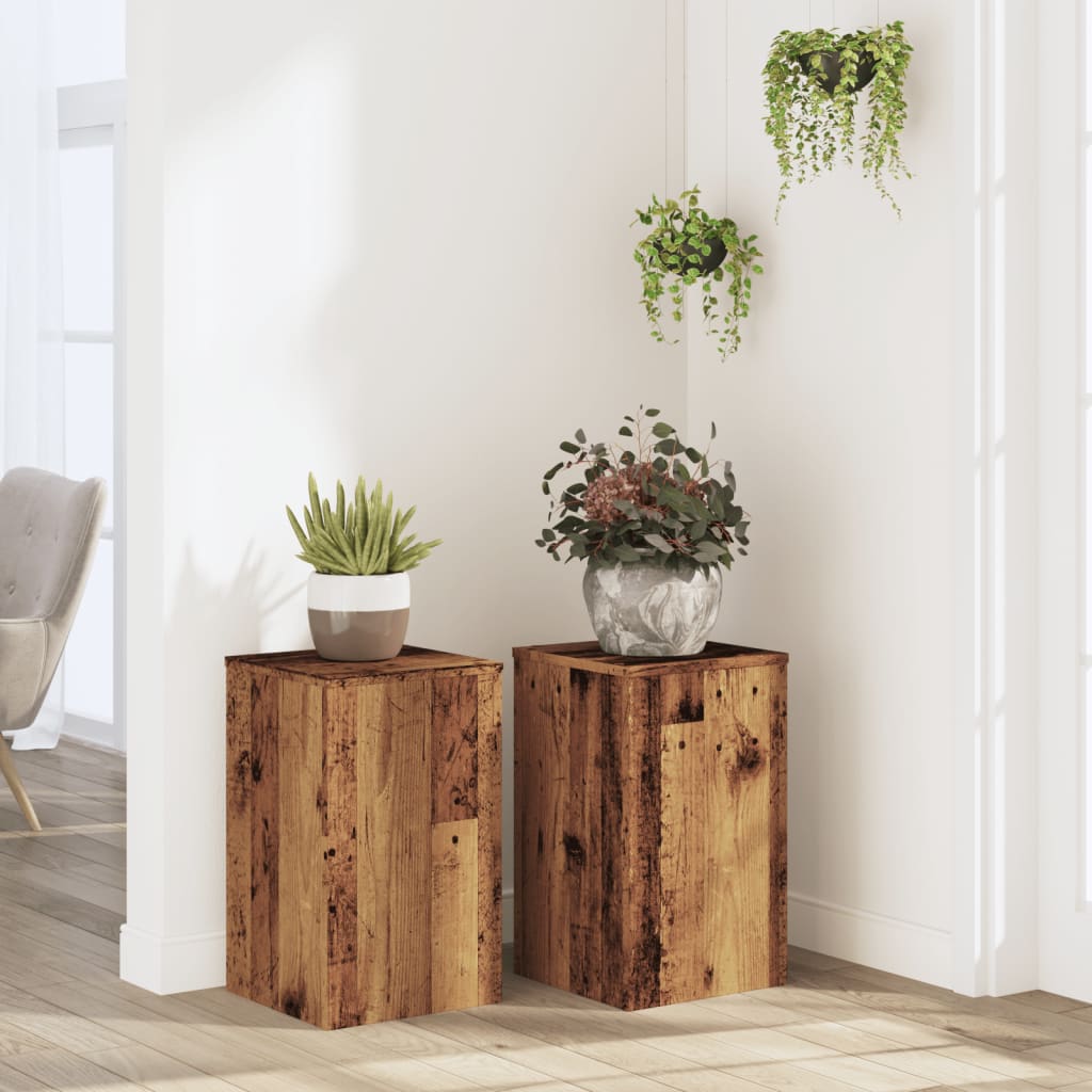 VidaXL Pflanzenständer 2 Stück 30x30x50 cm behandeltes Holz, altholzfarben