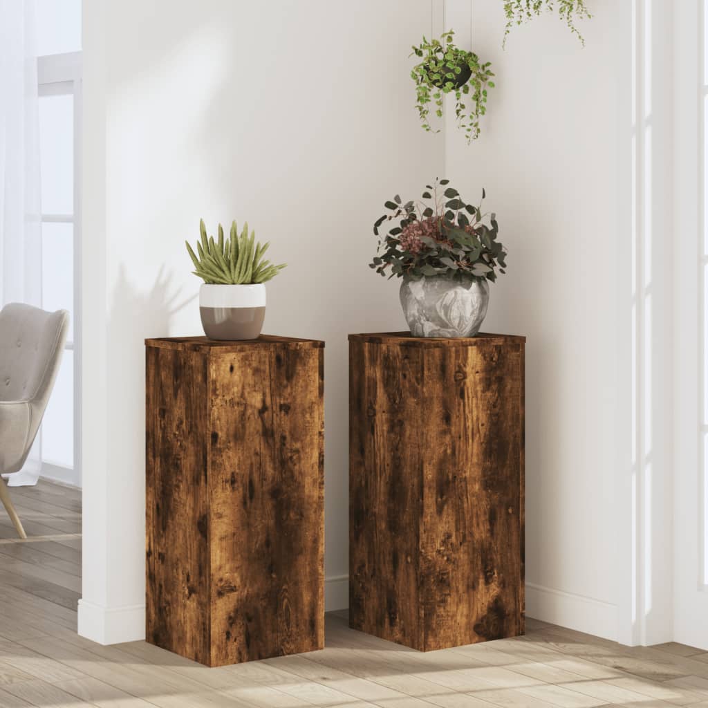 Vidaxx Pflanzenständer 2 Stück 30x30x70 cm verarbeitetes Holz geräucherte Eiche