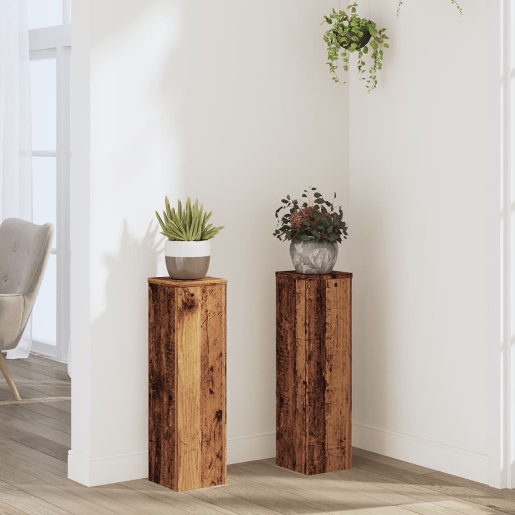 VidaXL Pflanzenständer 2 Stück 17x17x60 cm behandeltes Holz, altholzfarben