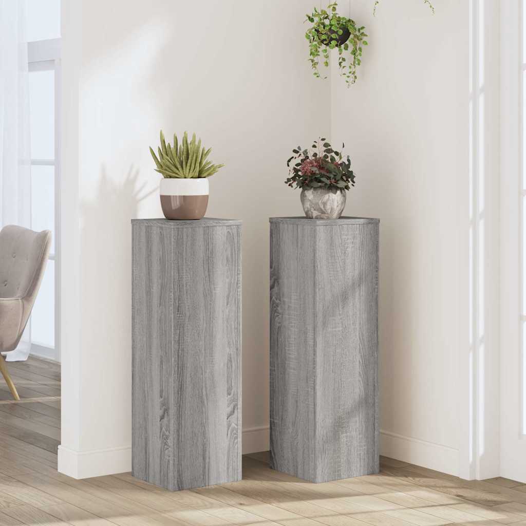 Vidaxxl-Pflanzenständer, 2 Stück, 25 x 25 x 80 cm, Holzwerkstoff, graues Sonoma
