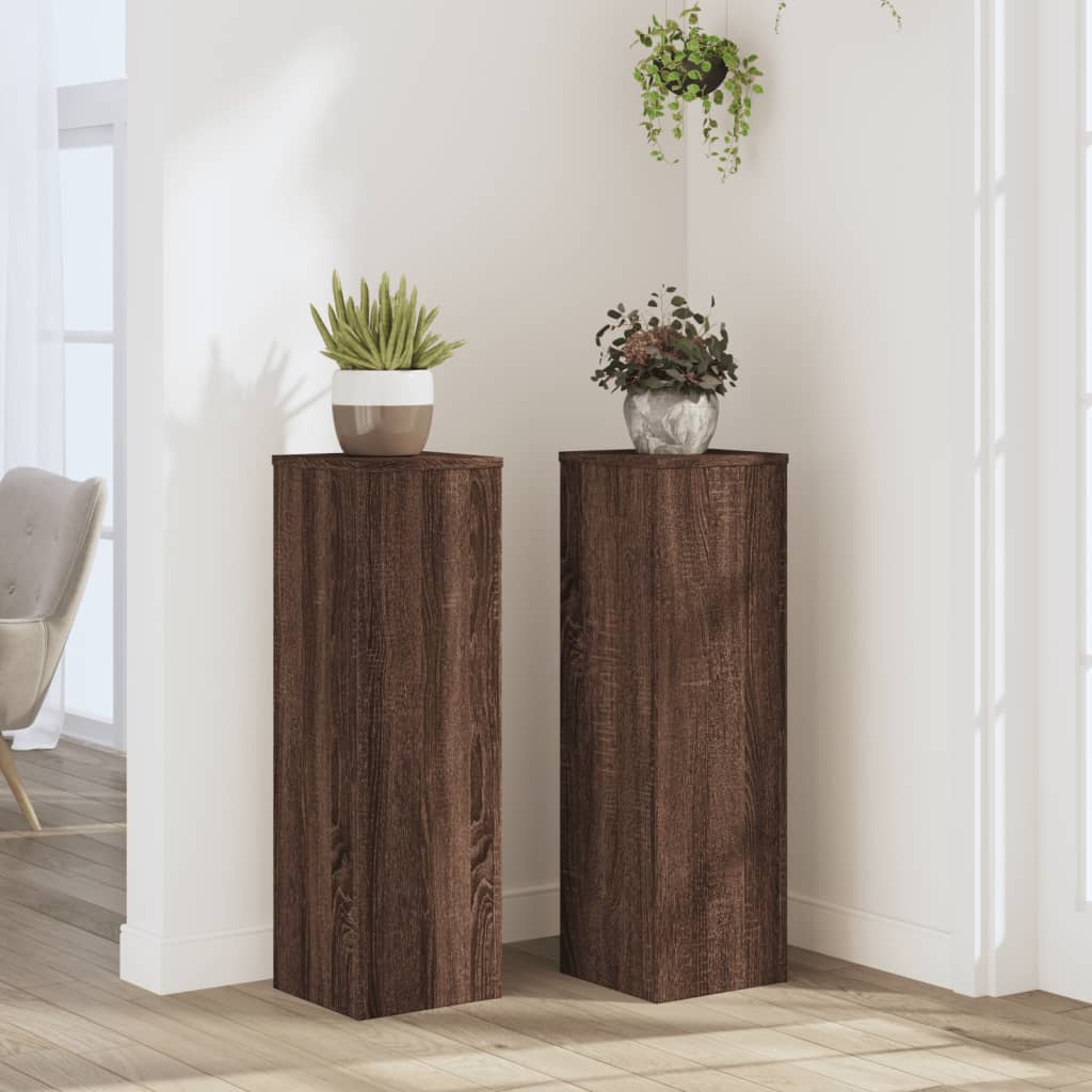 Vidaxx Pflanzenständer 2 Stück 25x25x80 cm Holzwerkstoff braune Eiche