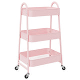 Vidaxx Aufbewahrungswagen 3-lagig rosa 42x41,5x77 cm Stahl