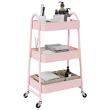 Vidaxx Aufbewahrungswagen 3-lagig rosa 42x41,5x77 cm Stahl