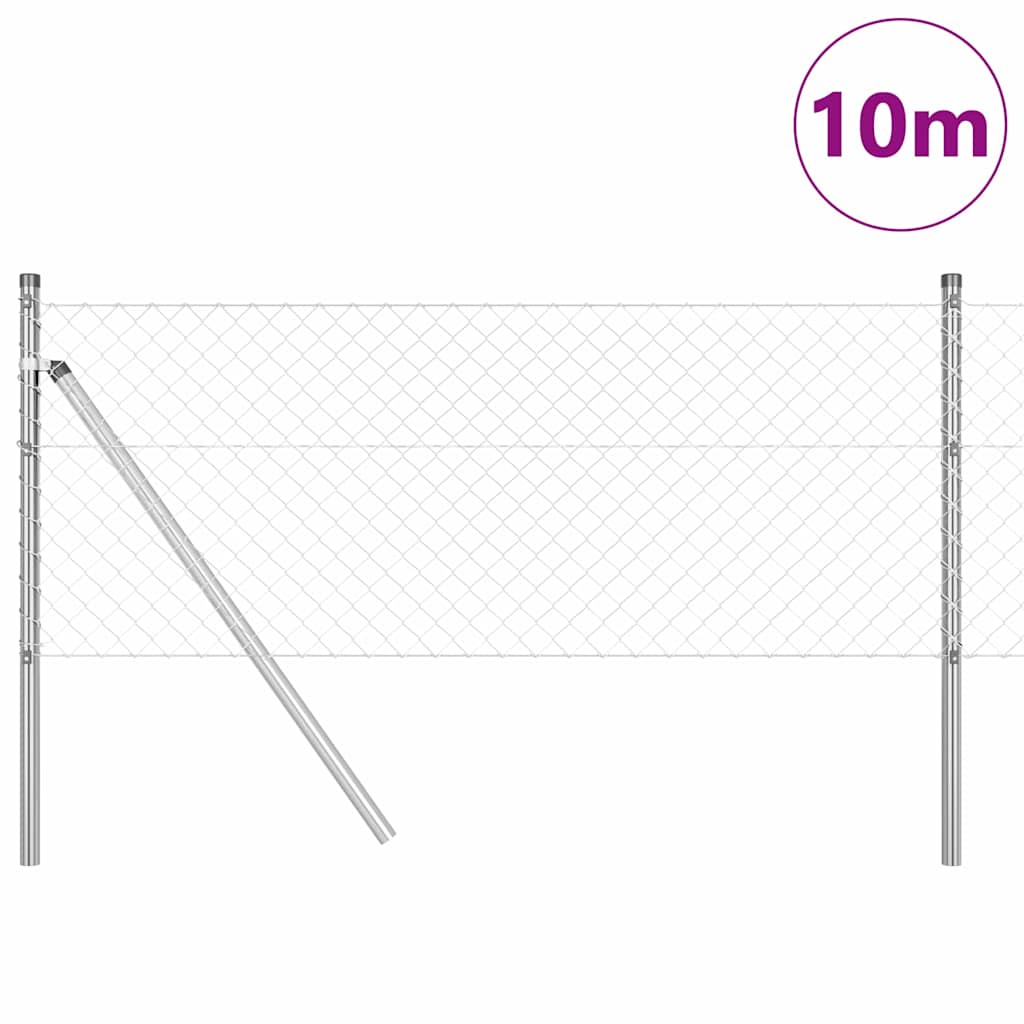 Vidaxl Zaunpfahl Silber 10 x 0,6 m (40 x 40 mm Maschenweite) Stahl