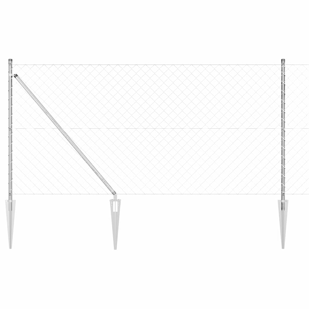 Vidaxl Zaunpfahl Silber 10 x 1 m (60 x 60 mm Maschenweite) Stahl