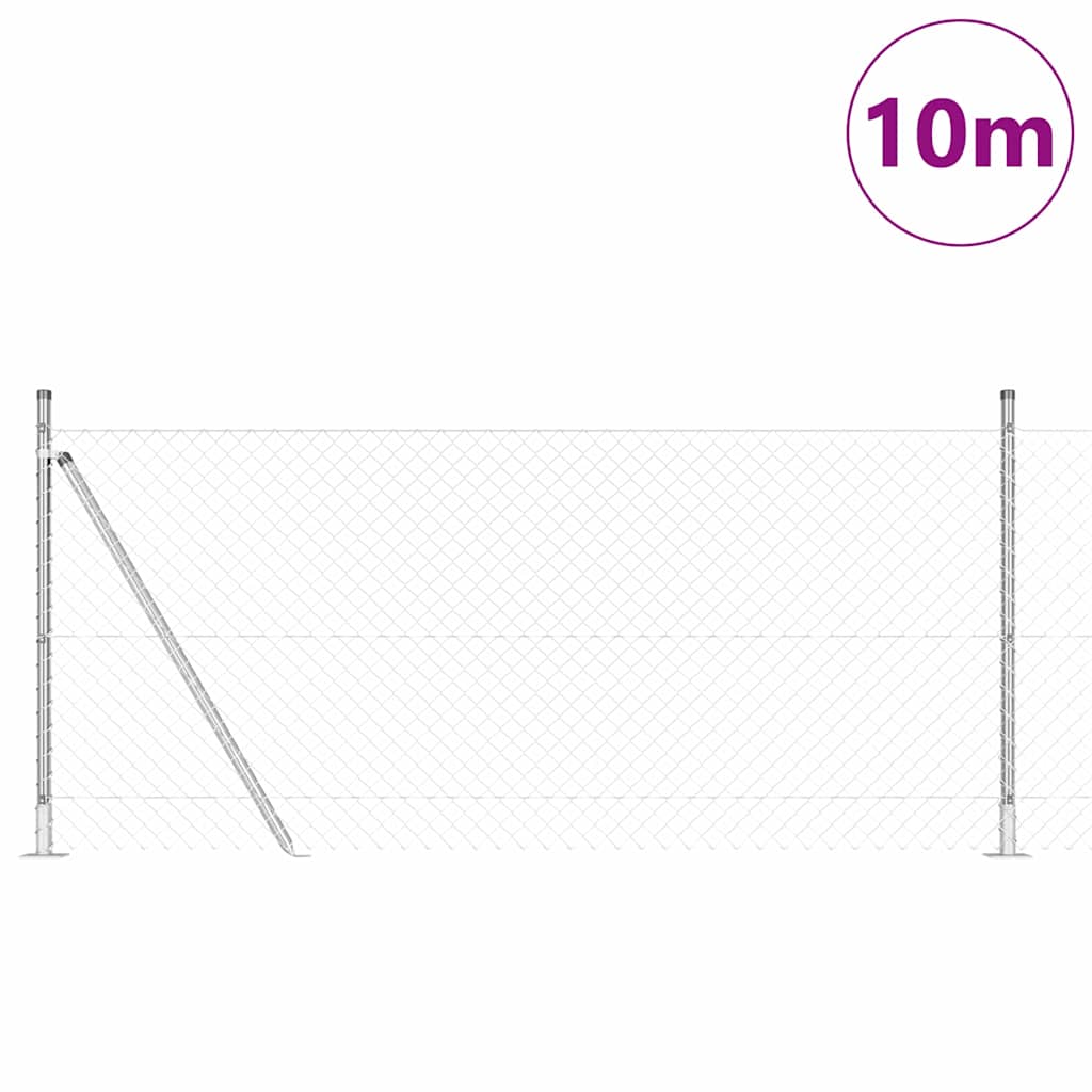 Vidaxl Zaunpfahl Silber 10 x 1 m (40 x 40 mm Maschenweite) Stahl