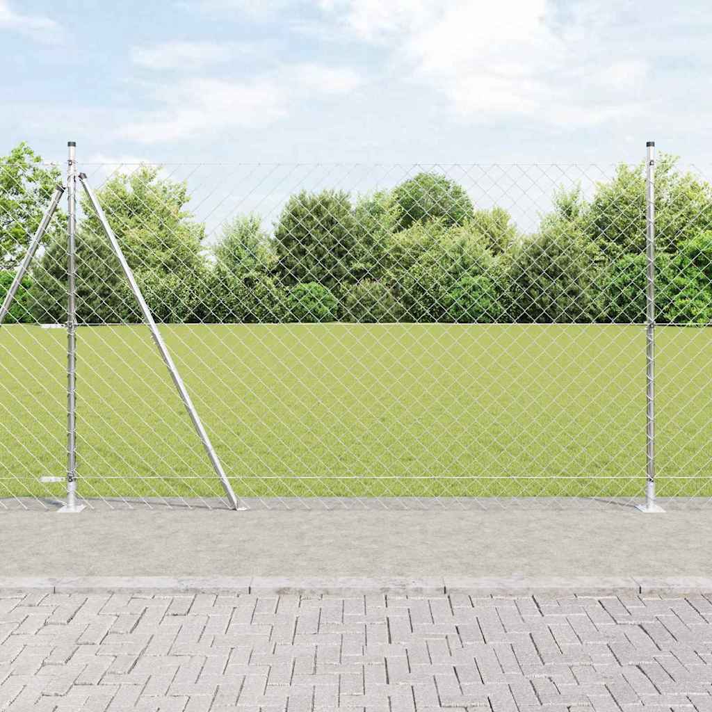 Vidaxl Zaunpfahl Silber 10 x 1,6 m (60 x 60 mm Maschenweite) Stahl