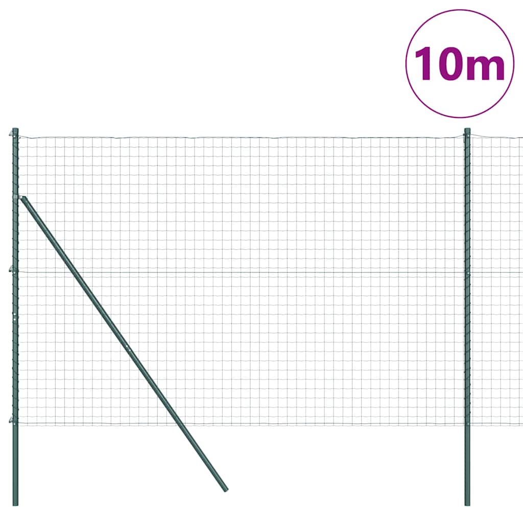 Vidaxl-Zaun mit Pfosten grün 1,5 x 10 m aus Stahl und PVC