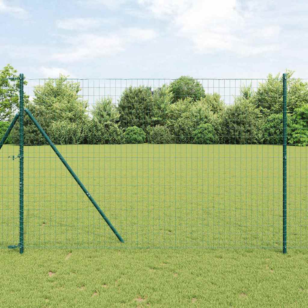 Vidaxl-Zaun mit Pfosten grün 1,5 x 10 m aus Stahl und PVC
