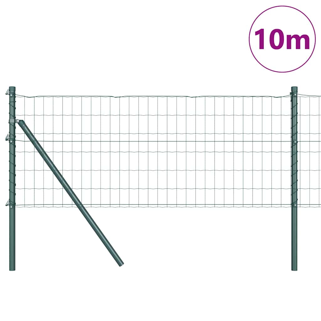 Vidaxl-Zaun mit Pfosten grün 0,8 x 10 m aus Stahl und PVC