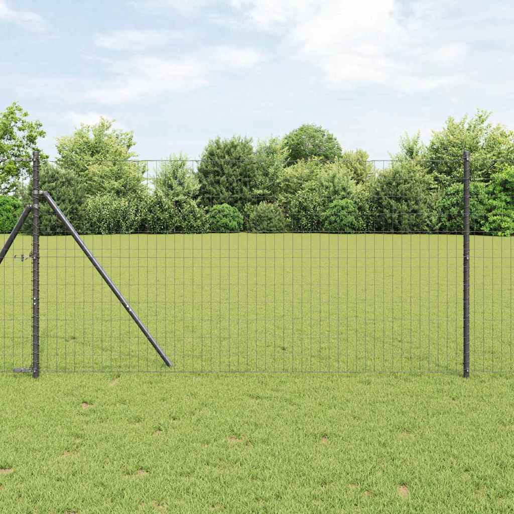 Vidaxl-Zaun mit Pfosten grau 1 x 10 m aus Stahl und PVC