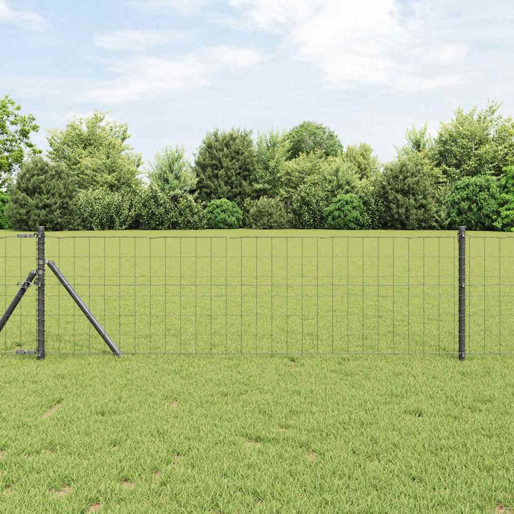 Vidaxl-Zaun mit Pfosten grau 0,6 x 10 m aus Stahl und PVC