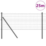 Vidaxl-Zaun mit Pfosten grau 0,8 x 25 m aus Stahl und PVC