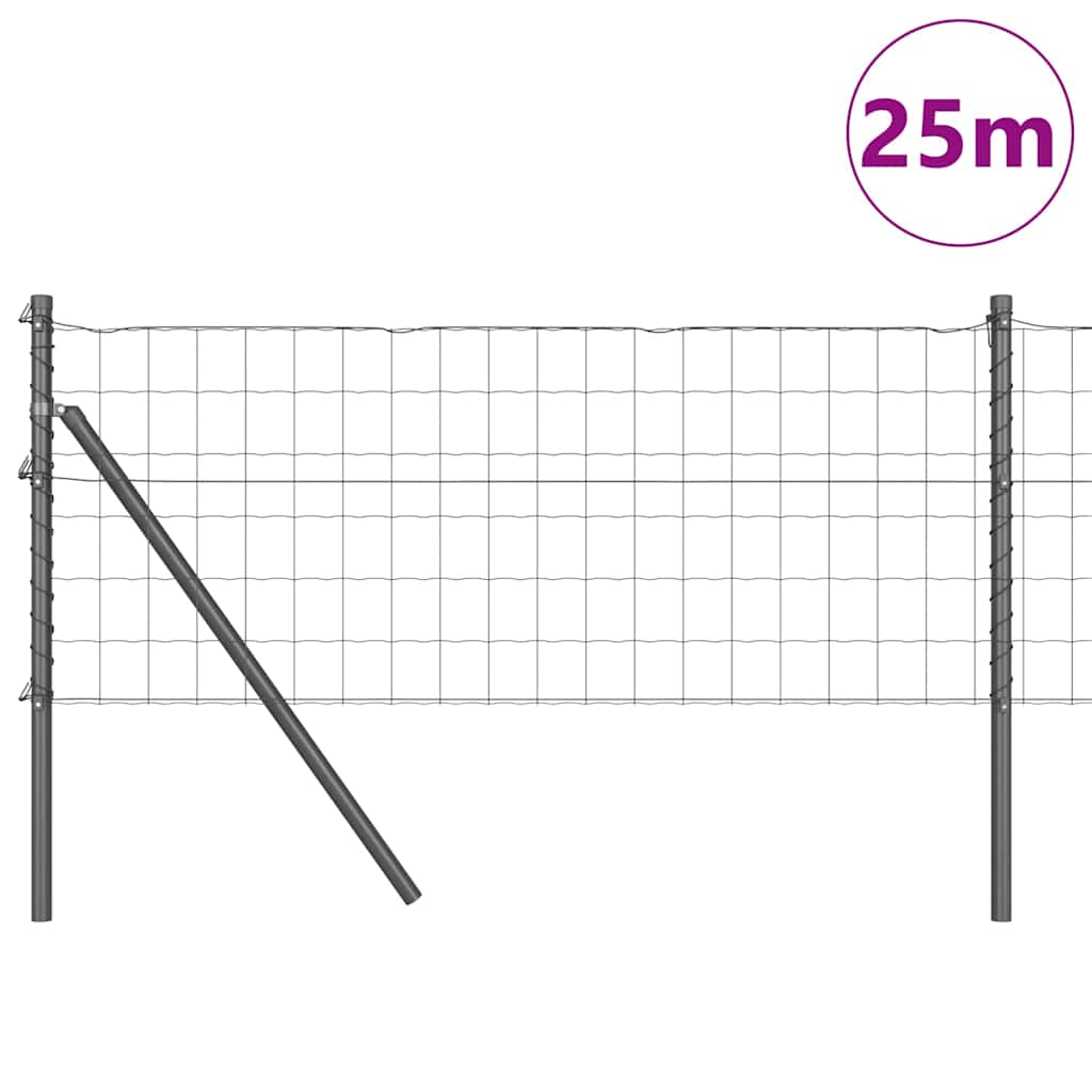 Vidaxl-Zaun mit Pfosten grau 0,4 x 25 m aus Stahl und PVC