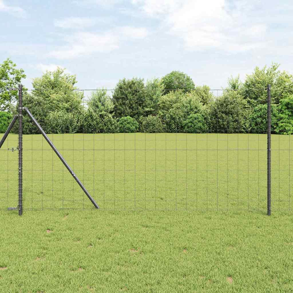 Vidaxxl Zaun mit Pfosten grau 1 x 25 m Stahl