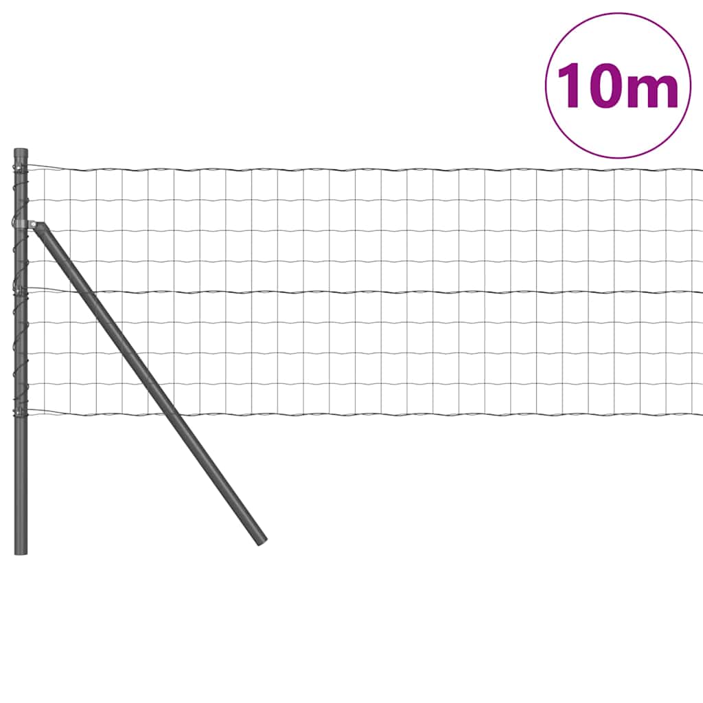Vidaxl-Zaun mit Pfosten grau 0,6 x 10 m aus Stahl und PVC