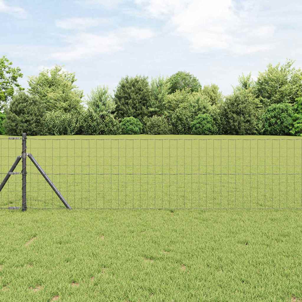 Vidaxl-Zaun mit Pfosten grau 0,4 x 25 m aus Stahl und PVC