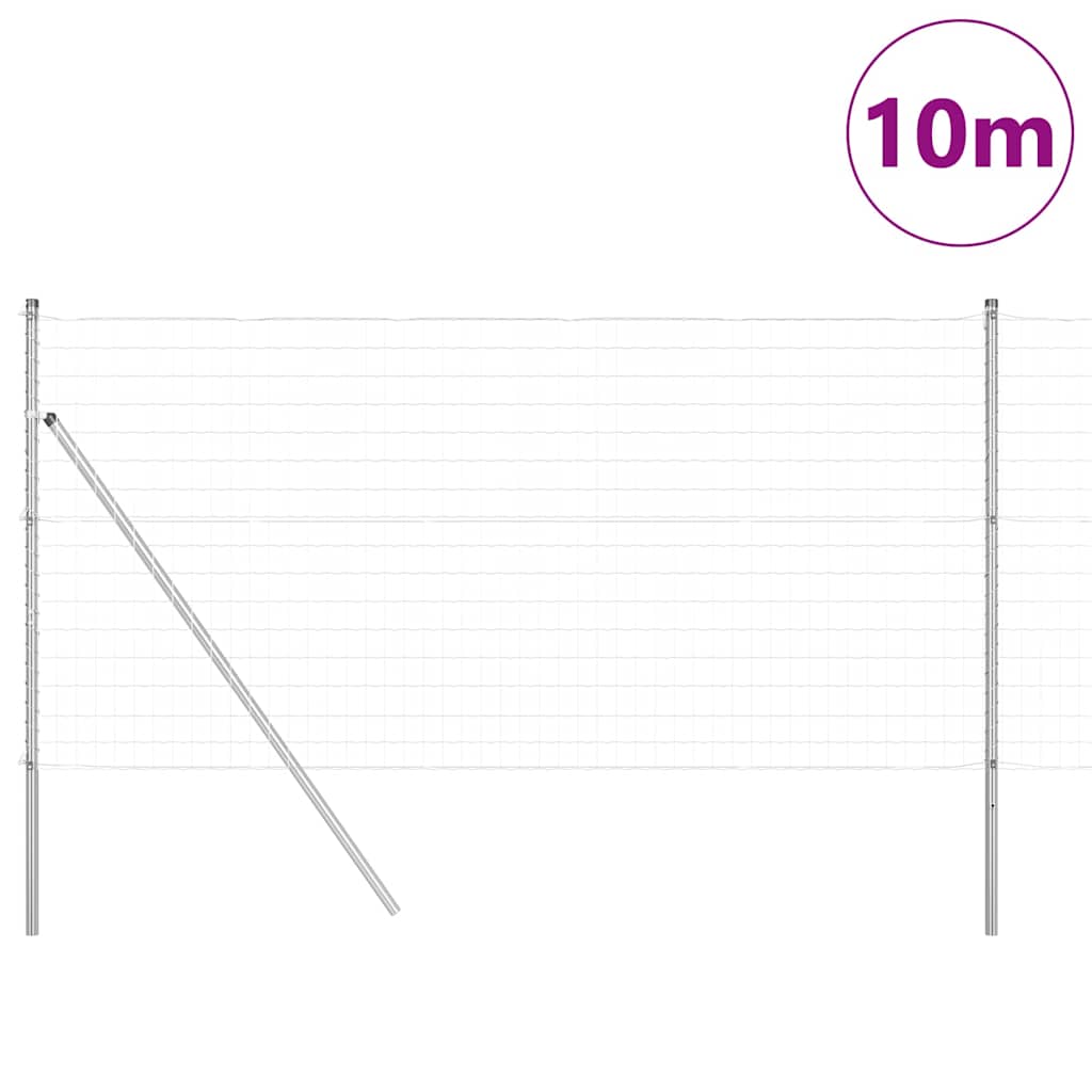 Vidaxl-Zaun mit Pfosten silber 1,2 x 10 m aus Stahl und PVC