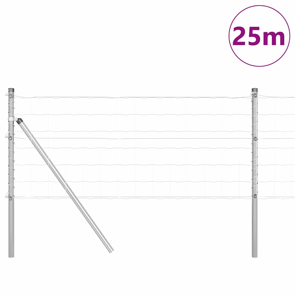 Vidaxl-Zaun mit Pfosten silber 0,4 x 25 m aus Stahl und PVC