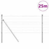 Vidaxxl Zaun mit Pfosten Silber 0,6 x 25 m Stahl und PVC
