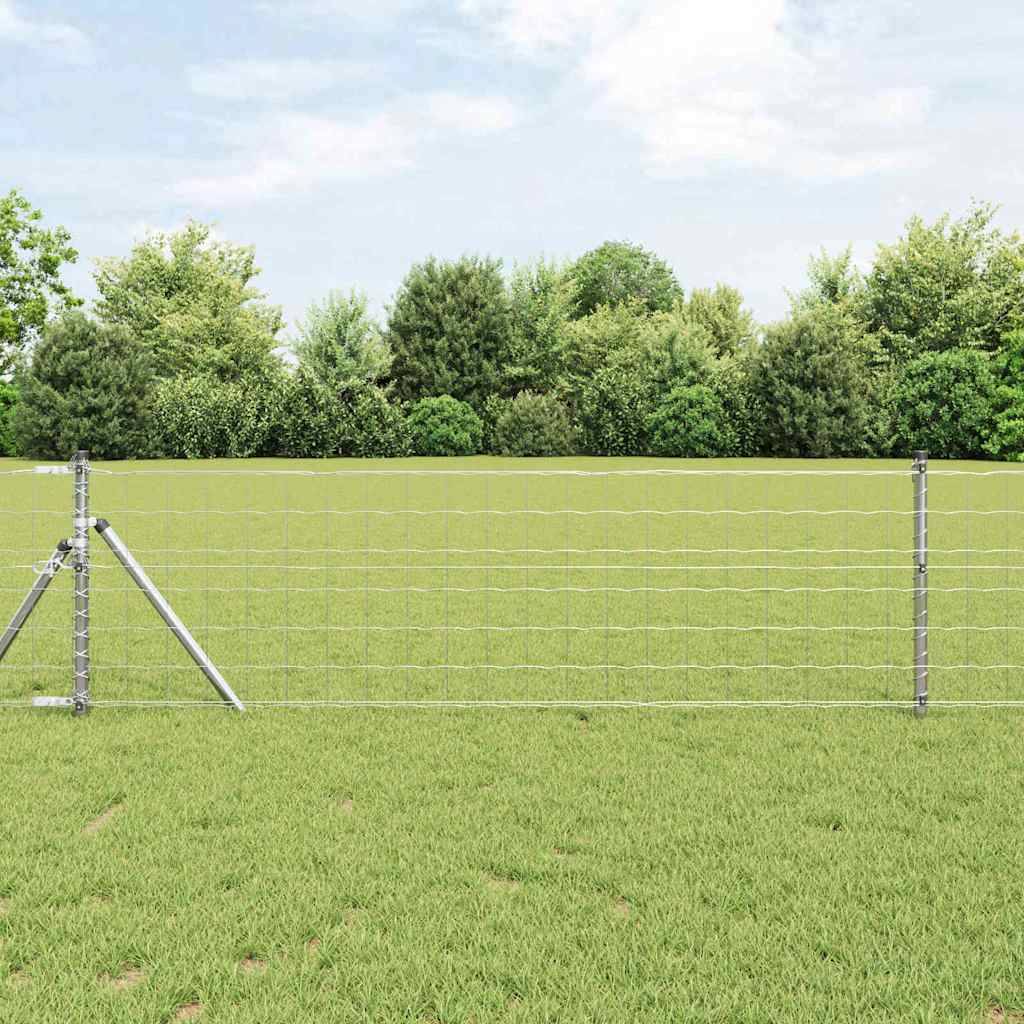 Vidaxl-Zaun mit Pfosten silber 0,8 x 25 m aus Stahl und PVC