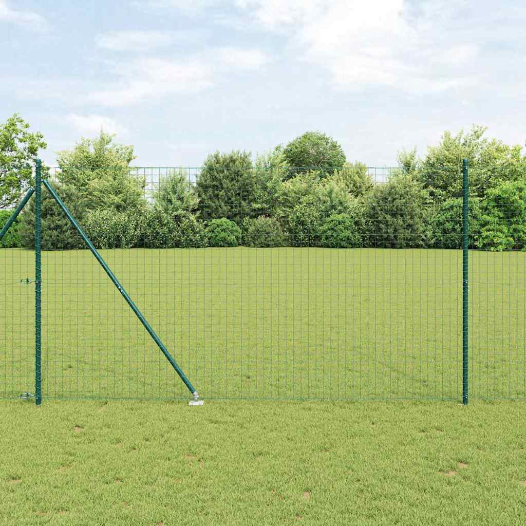 Vidaxl-Zaun mit Pfosten grün 1,5 x 10 m aus Stahl und PVC