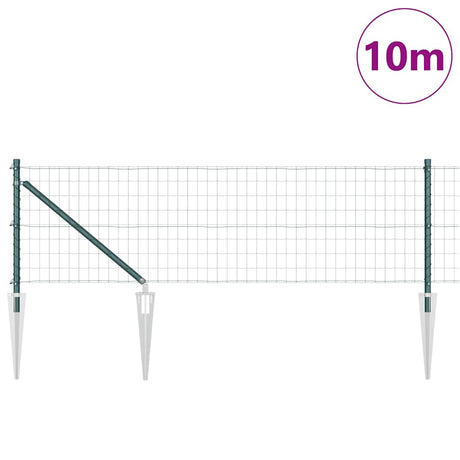 Vidaxl hek met paal groen 0,6 x 10 m staal en pvc
