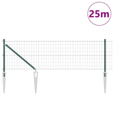 Vidaxl hek met paal groen 0,4 x 25 m staal en pvc