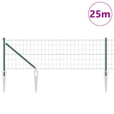 Vidaxl hek met paal groen 0,4 x 25 m staal en pvc
