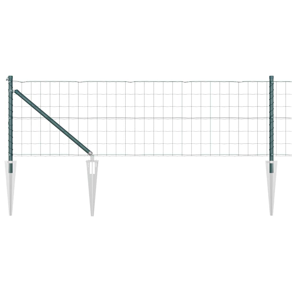 Vidaxl hek met paal groen 0,6 x 25 m staal en pvc