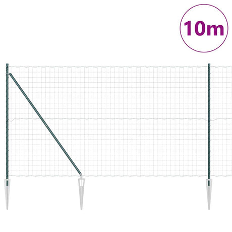 Vidaxl hek met paal groen 1,6 x 10 m staal en pvc