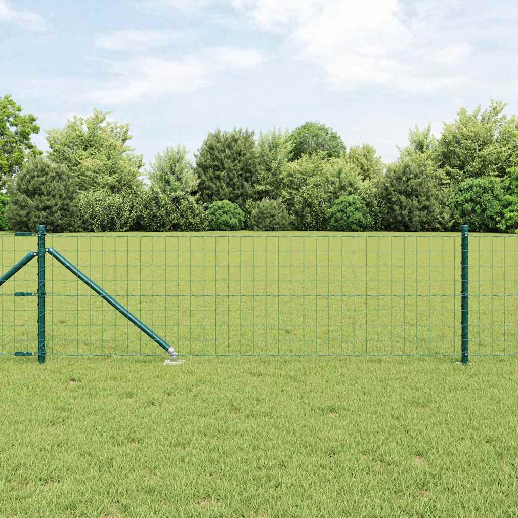 Vidaxl hek met paal groen 0,4 x 25 m staal en pvc