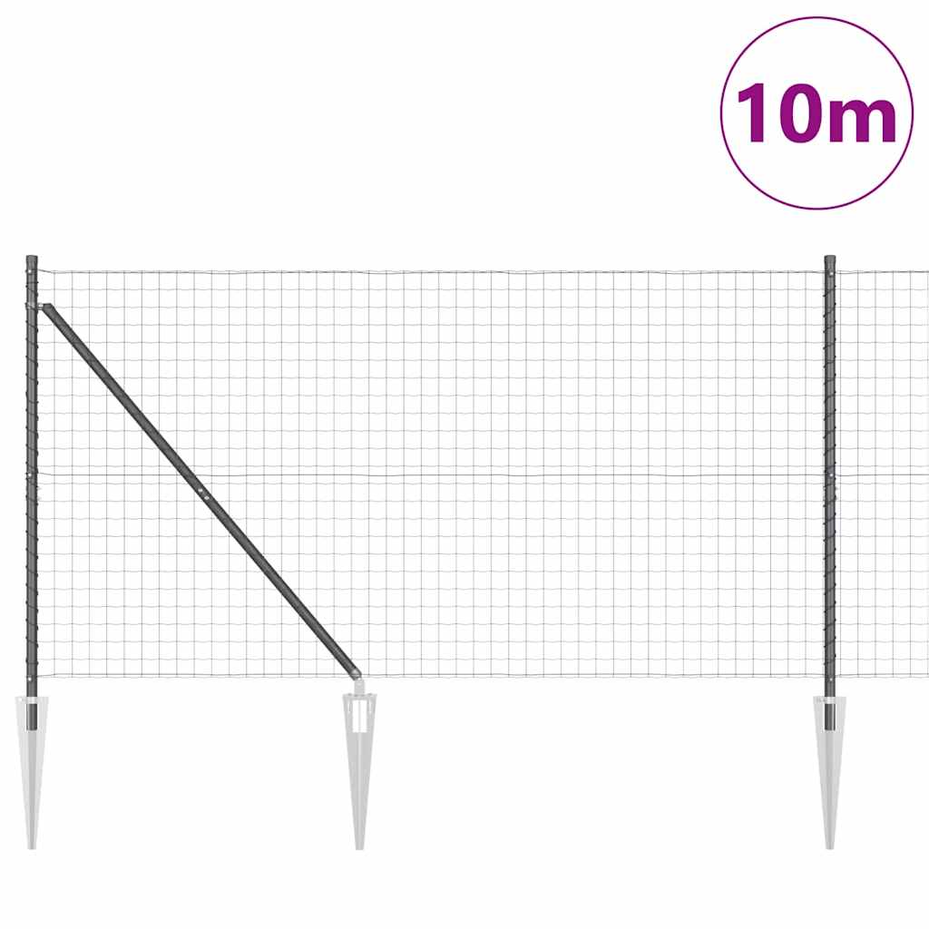 Vidaxl hek met paal grijs 1,2 x 10 m staal en pvc