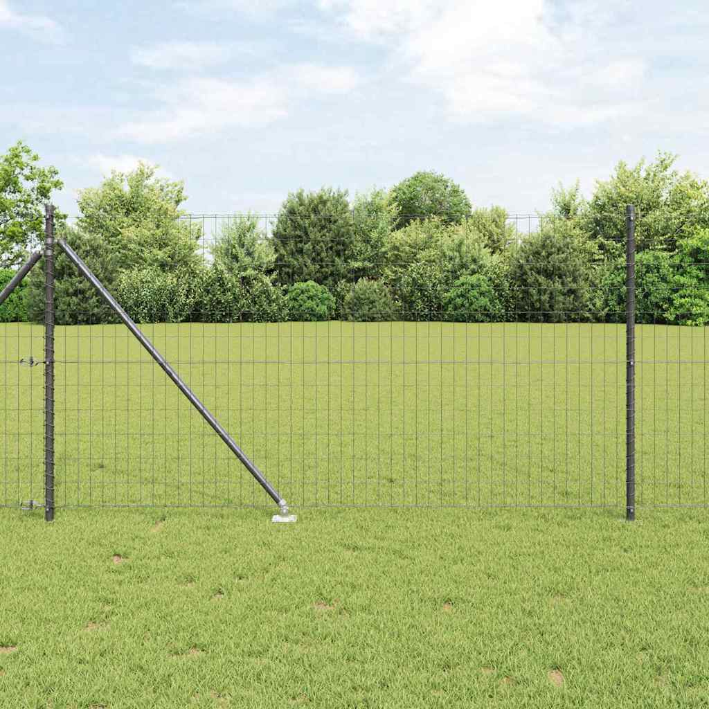 Vidaxl hek met paal grijs 1 x 10 m staal en pvc