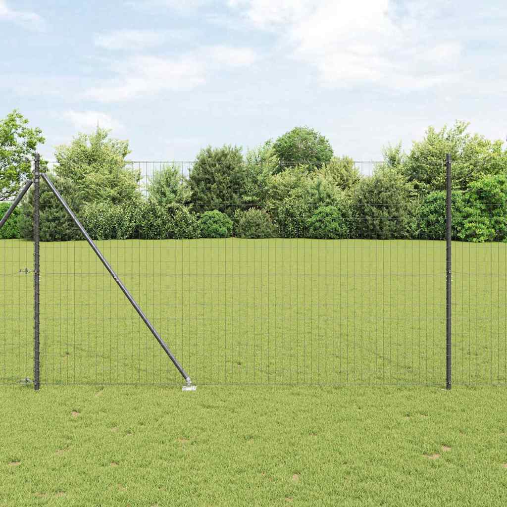 Vidaxl hek met paal grijs 1,6 x 10 m staal en pvc