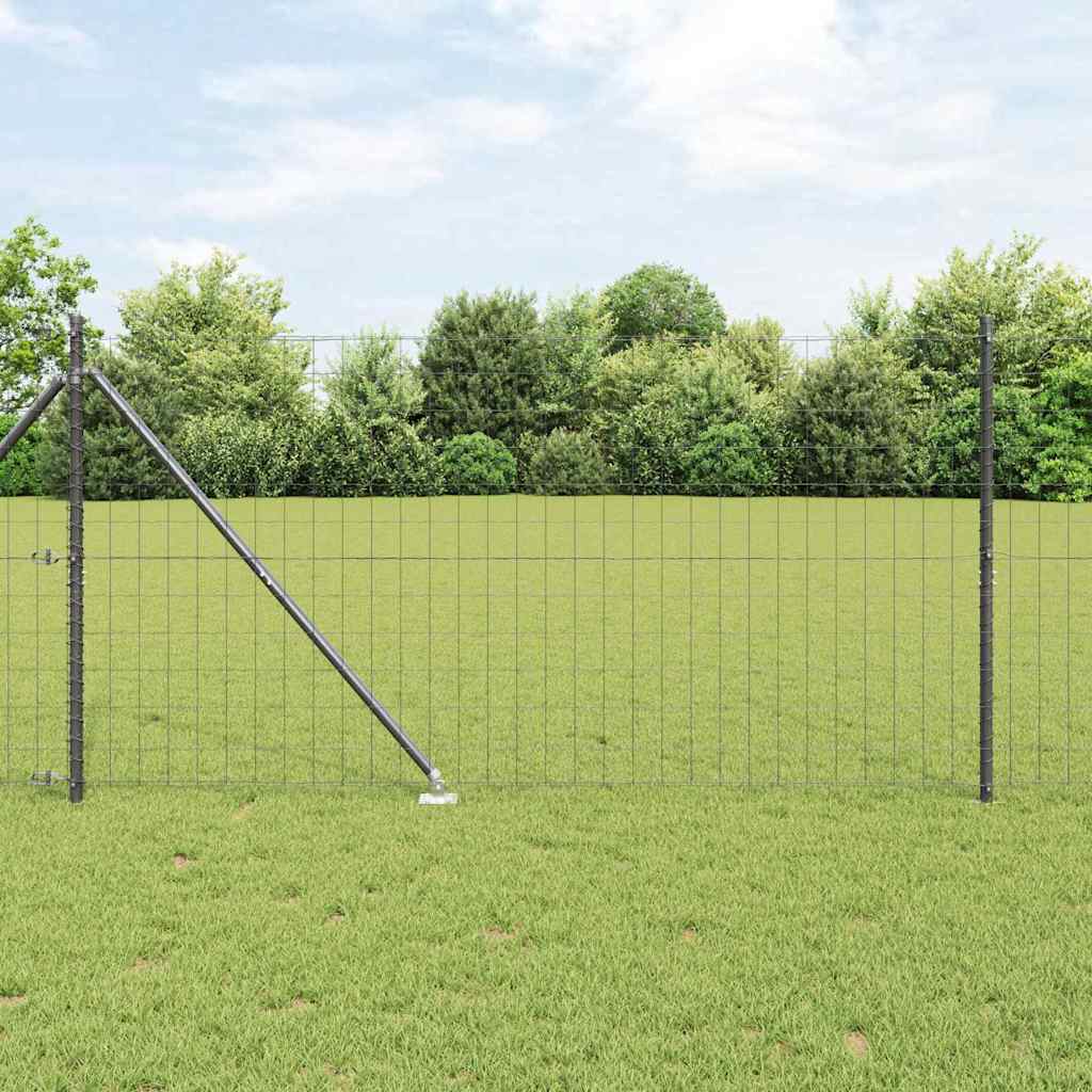 Vidaxl hek met paal grijs 1,2 x 10 m staal en pvc