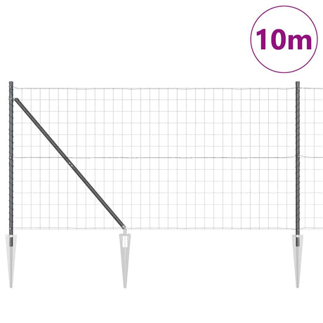 Vidaxl hek met paal grijs 1,2 x 10 m staal en pvc
