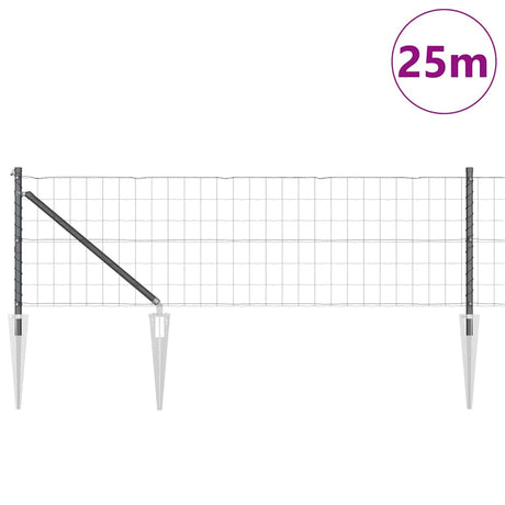 Vidaxl hek met paal grijs 0,6 x 25 m staal en pvc