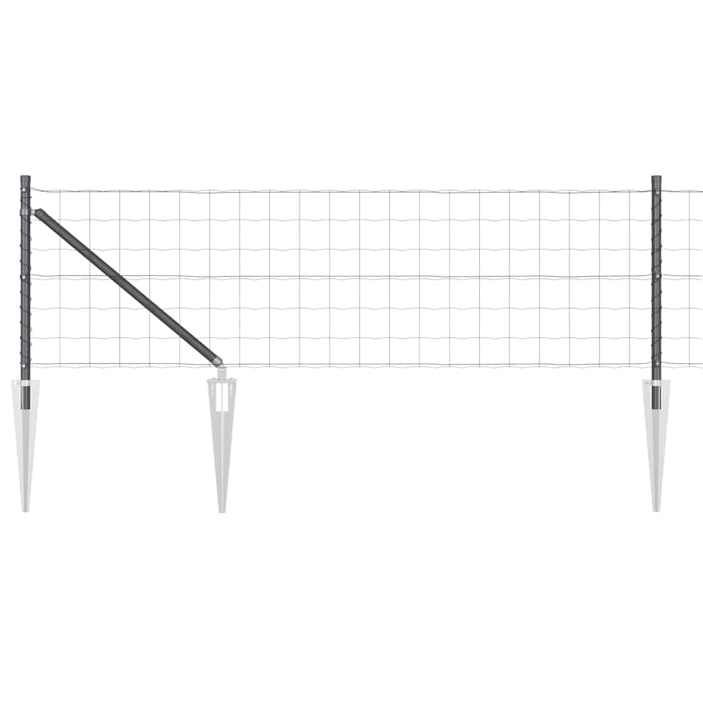 Vidaxl hek met paal grijs 0,6 x 25 m staal en pvc