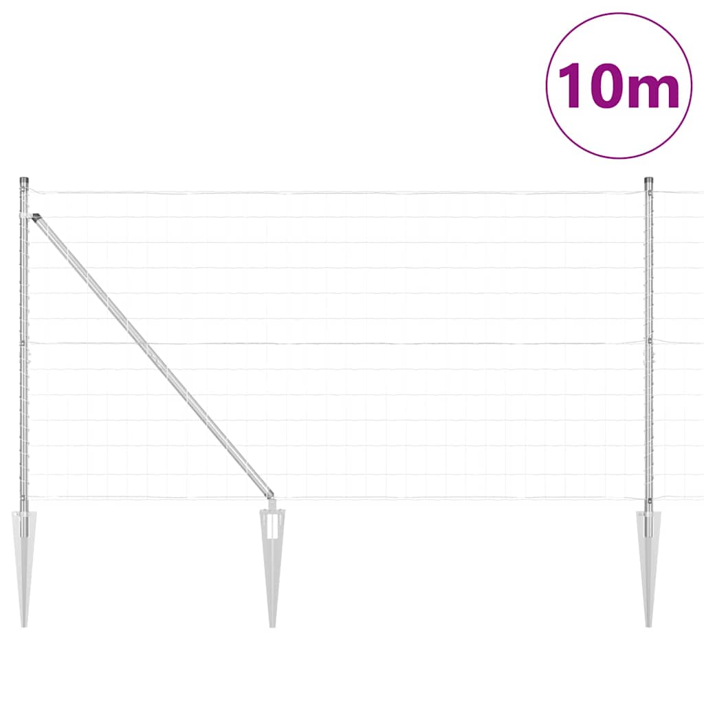 Vidaxl hek met paal zilver 1,4 x 10 m staal