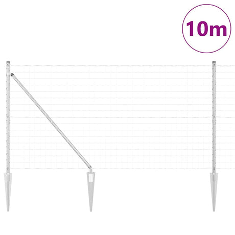 Vidaxl hek met paal zilver 1,2 x 10 m staal